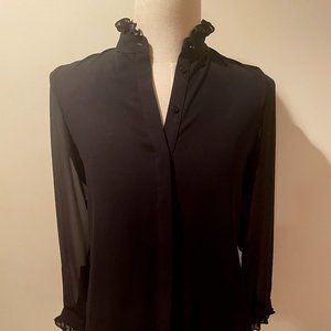 Women's Black Anne Klein  Button-front Blouse